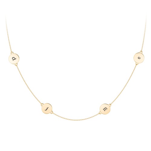 Engravable Disc Station Necklace – 10K Yellow Gold