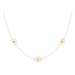 Engravable Disc Station Necklace in 10K Solid Yellow Gold