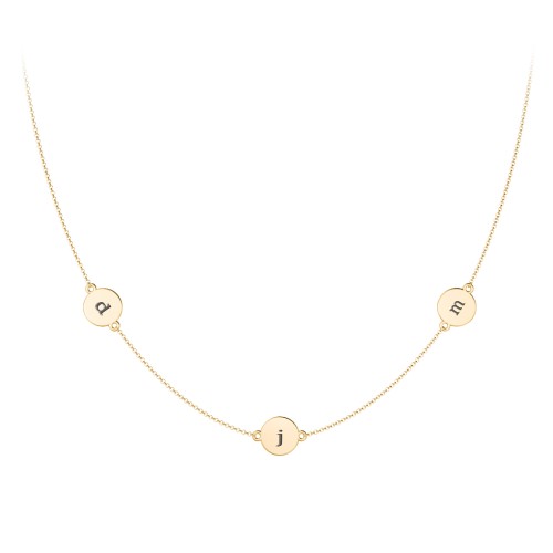 Engravable Disc Station Necklace – 10K Yellow Gold