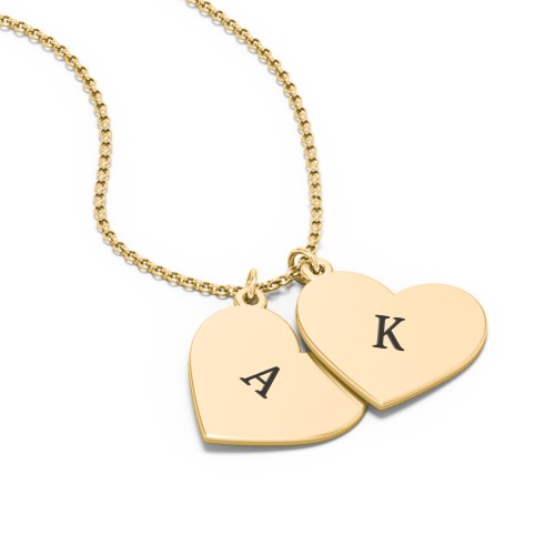 Engravable Hanging Hearts Necklace – 10K Yellow Gold
