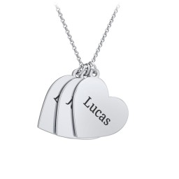 Engravable Hanging Hearts Necklace in 925 Sterling Silver