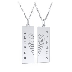 Engravable Split Bar Couples Necklace Set