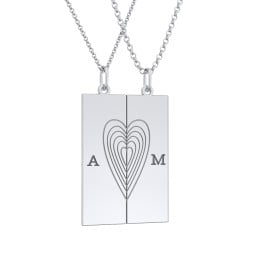Engravable Split Bar Couples Necklace Set