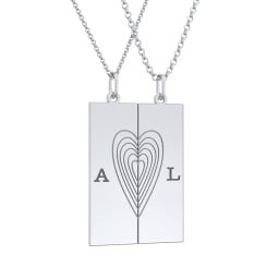 Engravable Split Bar Couples Necklace Set