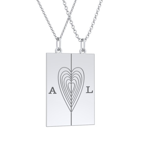 Engravable Split Bar Couples Necklace Set – Sterling Silver