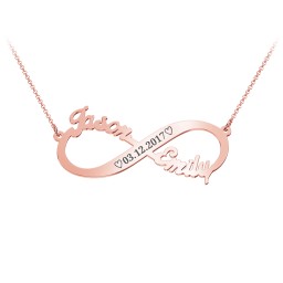 Engravable Two Name Infinity Necklace in 10K Solid Rose Gold