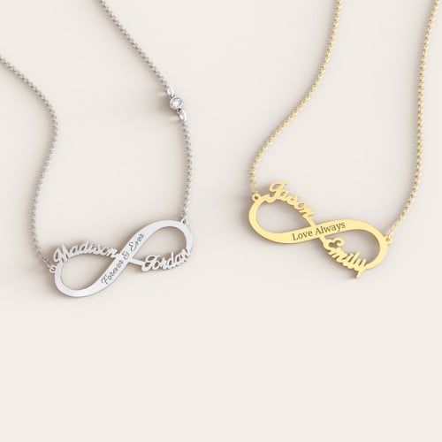 Engravable Two Name Infinity Necklace