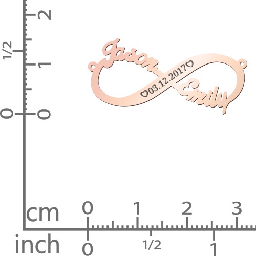 Engravable Two Name Infinity Necklace – 10K Rose Gold