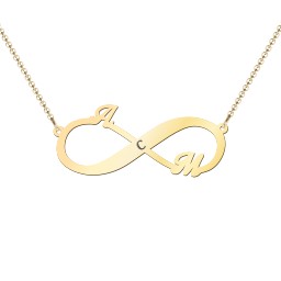 Engravable Two Name Infinity Necklace in 18K Gold Plated Silver