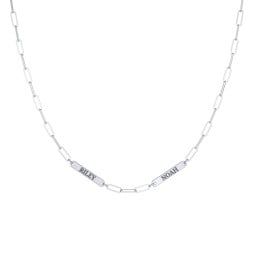 Mini Paper Clip Chain Necklace with 1 - 5 Engravable Bars