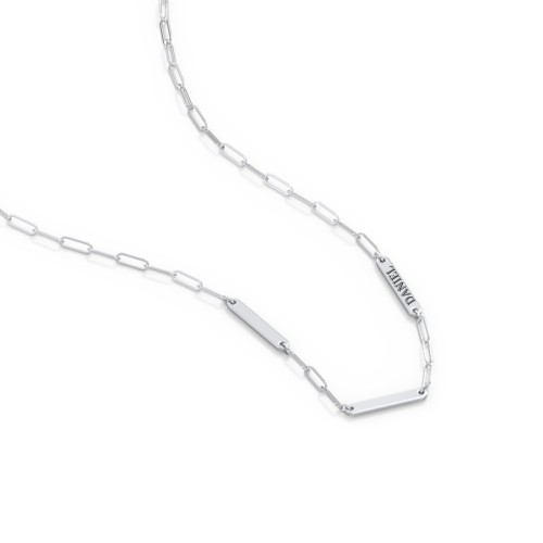 Mini Paper Clip Chain Necklace with 1 - 5 Engravable Bars – Sterling Silver