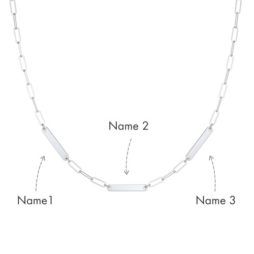Mini Paper Clip Chain Necklace with 1 - 5 Engravable Bars – Sterling Silver