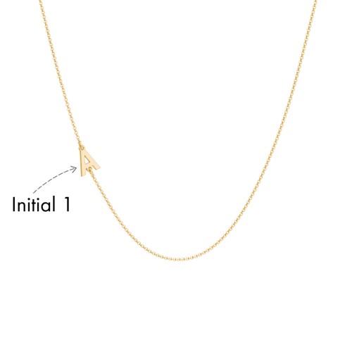 Personalised Initial Station Necklace with 1 Letter – 10K Yellow Gold