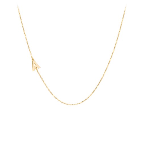 Personalised Initial Station Necklace with 1 Letter – 10K Yellow Gold