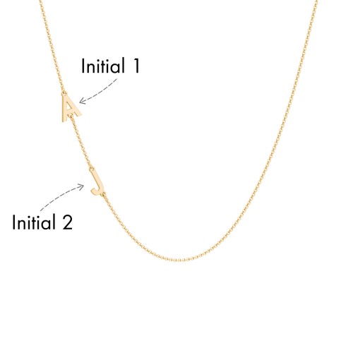 Personalised Initial Station Necklace with 2 Letters – 10K Yellow Gold