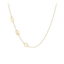 Personalised Initial Station Necklace with 3 Letters in 10K Solid Yellow Gold