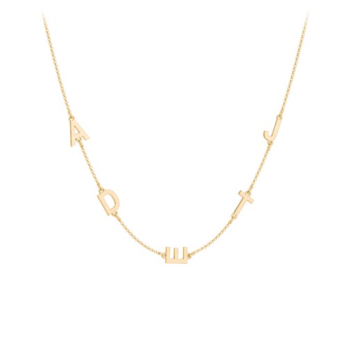 Personalised Initial Station Necklace with 5 Letters – 10K Yellow Gold