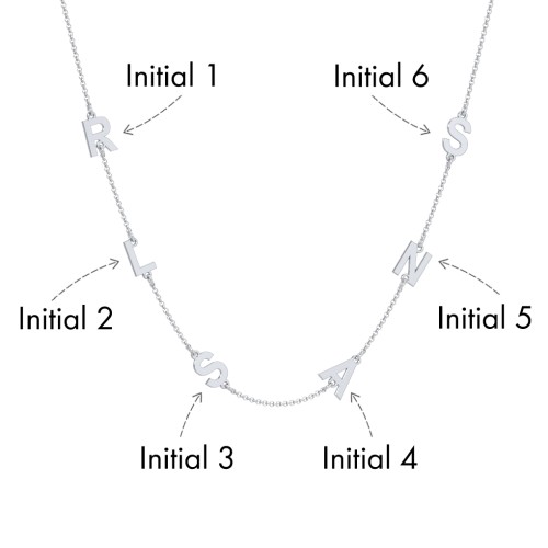 Personalised Initial Station Necklace with 6 Letters – Sterling Silver