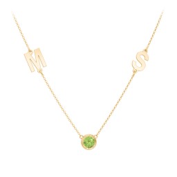Personalised Initials Necklace with Bezel Set Birthstone