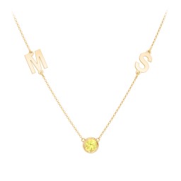 Personalised Initials Necklace with Bezel Set Birthstone