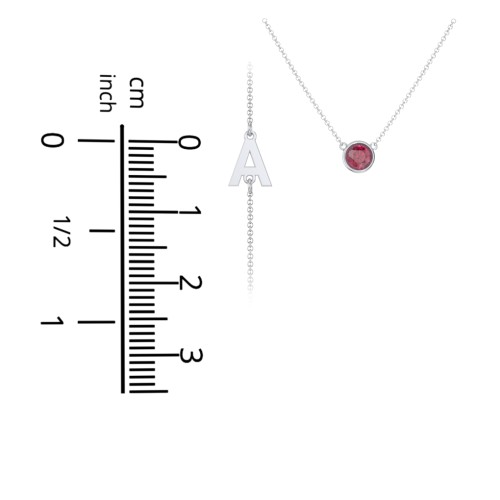 Personalised Initials Necklace with Bezel Set Birthstone – Sterling Silver with Ruby