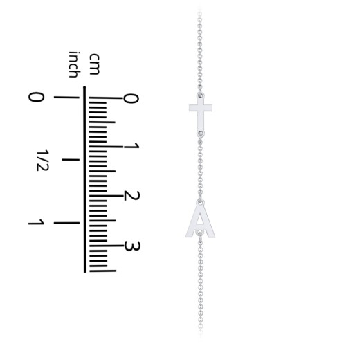 Personalised Offset Cross and Initial Necklace
