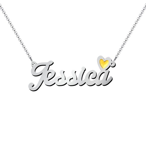 Personalised Name Necklace with Cold Enamel Heart