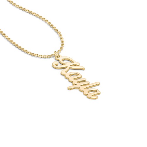 Personalised Vertical 1 Name Necklace in Glamorous Font