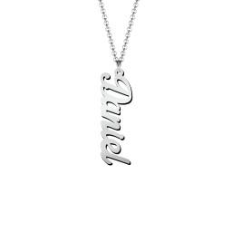 Personalised Vertical 1 Name Necklace in Glamorous Font in 925 Sterling Silver