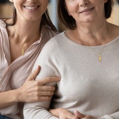 Engravable Floral Bar Necklace Set with Birthstones