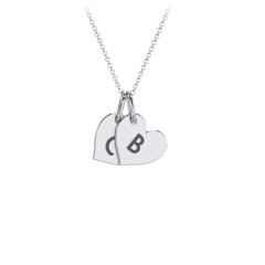 Initial 2 Heart Disc Necklace