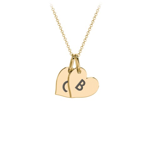 Initial 2 Heart Disc Necklace – 18K Gold Plated Silver