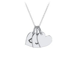 Initial 3 Heart Disc Necklace