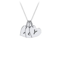 Initial 3 Heart Disc Necklace