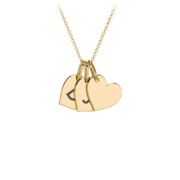 Initial 3 Heart Disc Necklace in 18K Gold Plated Silver