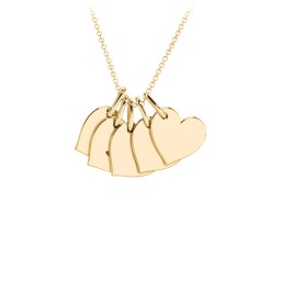 Initial 5 Heart Disc Necklace in 18K Gold Plated Silver