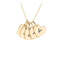 Initial 5 Heart Disc Necklace in 18K Gold Plated Silver