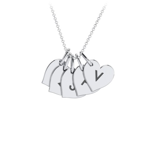 Initial 5 Heart Disc Necklace – Sterling Silver