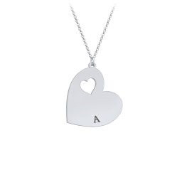 Engravable Heart In Heart Necklace with Heart Cutouts in 925 Sterling Silver