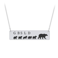 Engravable Mama Bear Bar Necklace with 5 Cubs – Sterling Silver