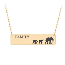 Engravable Mama Elephant Bar Necklace with 2 Calves