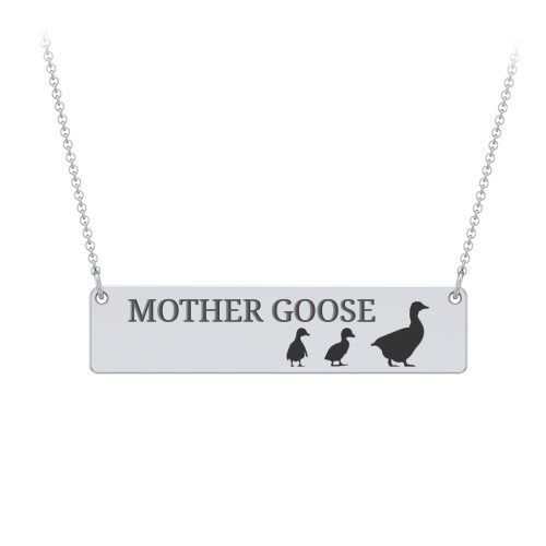 Engravable Mama Goose Bar Necklace with 2 Goslings – Sterling Silver