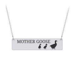 Engravable Mama Goose Bar Necklace with 2 Goslings – Sterling Silver