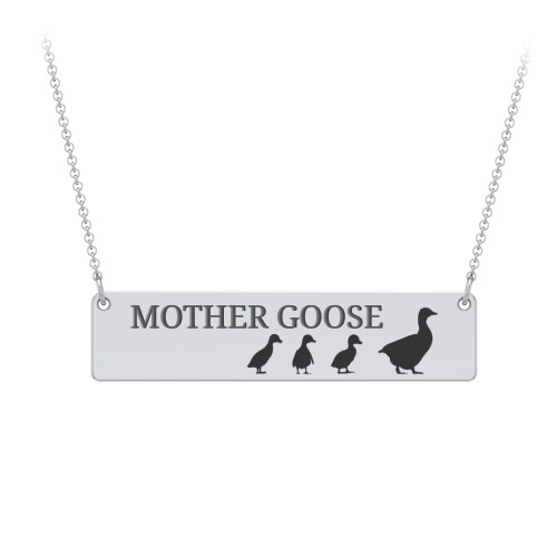 Engravable Mama Goose Bar Necklace with 3 Goslings – Sterling Silver