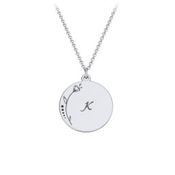 Engravable Floral Small Disc Necklace