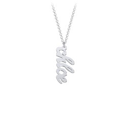 Personalised Vertical 1 Name Necklace in Emeril Font in 925 Sterling Silver