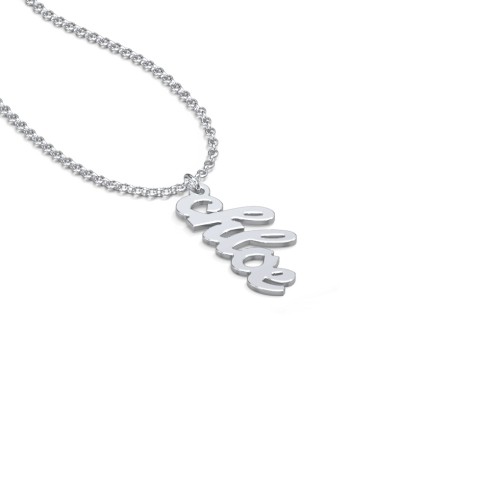Personalised Vertical 1 Name Necklace in Emeril Font – Sterling Silver