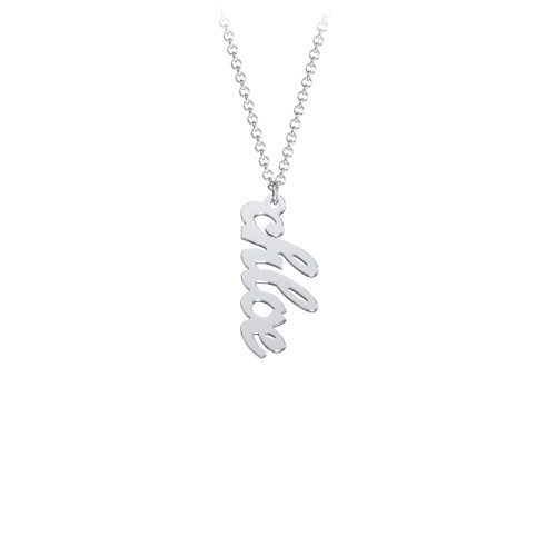 Personalised Vertical 1 Name Necklace in Emeril Font – Sterling Silver