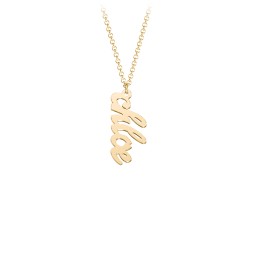 Personalised Vertical 1 Name Necklace in Emeril Font in 10K Solid Yellow Gold