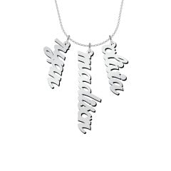 Personalised Vertical 3 Names Necklace in Emeril Font